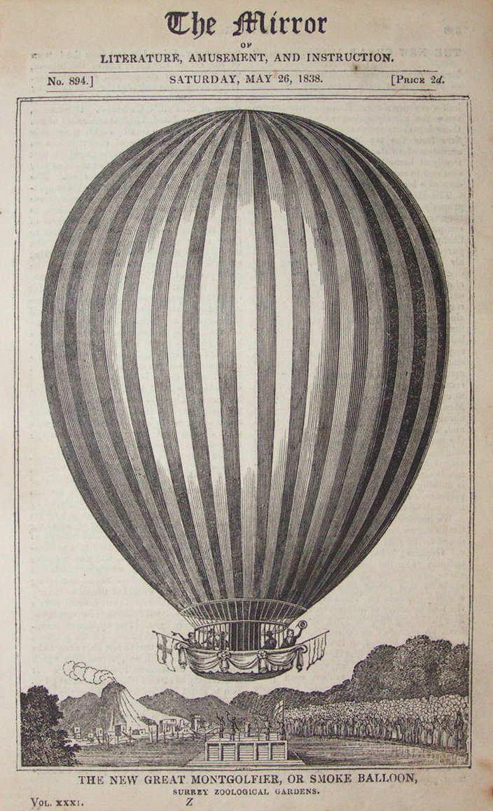 Wood - The New Great Montgolfier, or Smoke Balloon, Surrey Zoological Gardens